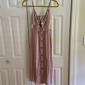 Worn Once Striped Front Tie Midi Dress